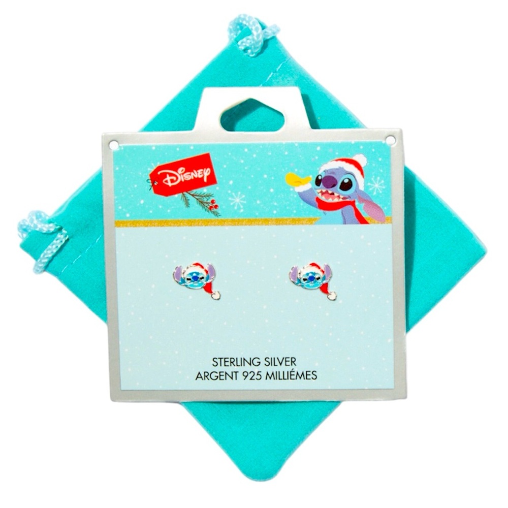 Disney Stitch Sterling Silver Enamel Christmas Stud Earrings - NWT